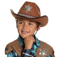Cowboyhoed kind zwart Sheriff carnaval accessoires