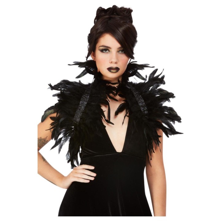 zwarte veren bolero halloween gothic accessoires