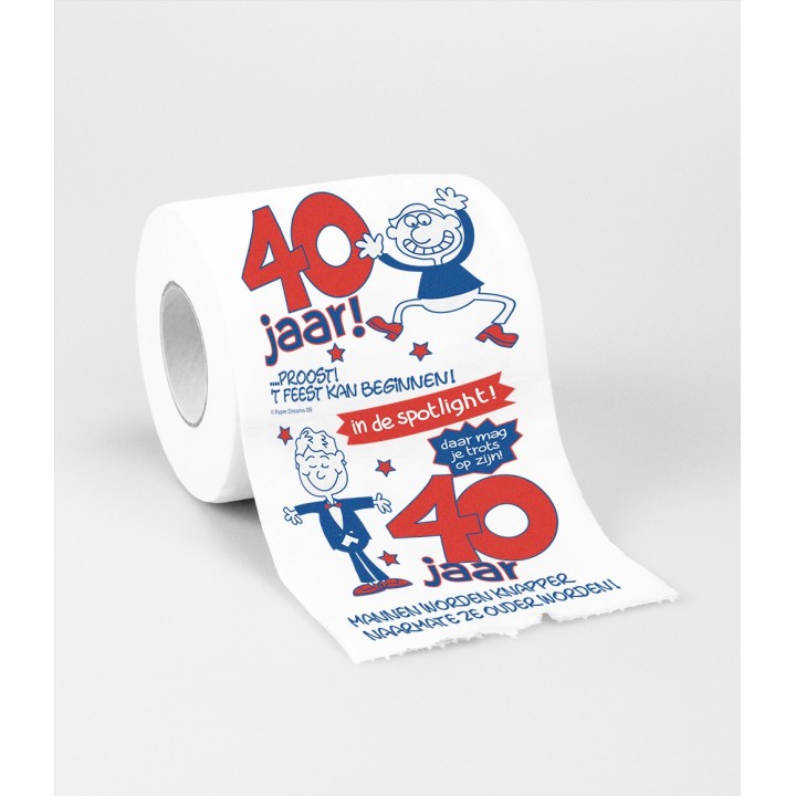 grappig toiletpapier 40 jaar humor wc rol