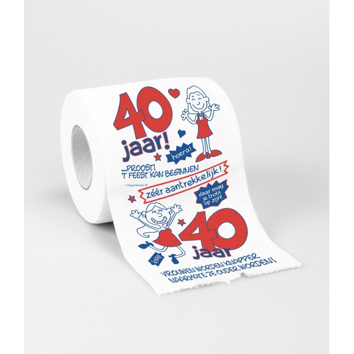 grappig toilet papier 40 jaar humor wc rol