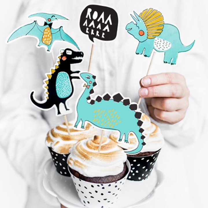 cupcake toppers dino taarttoppers