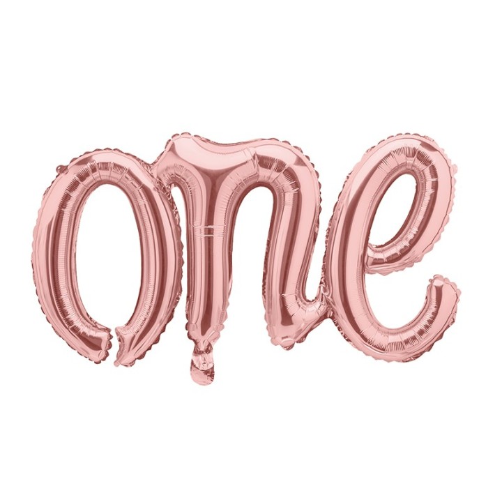Folieballon "One" rose goud eerste verjaardag versiering