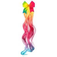 Haarextension regenboog met strik carnaval