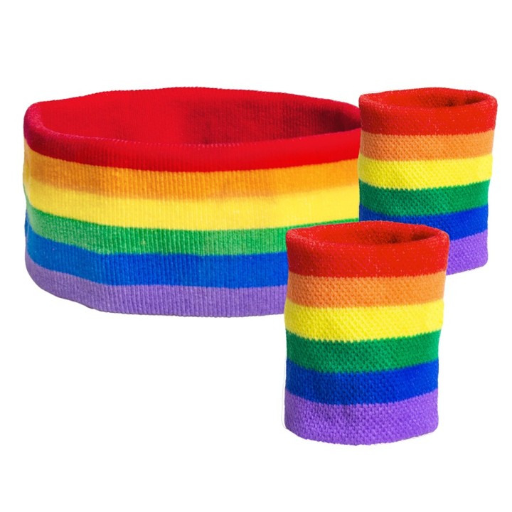 Zweetbandjes regenboog polsbandje hoofdband carnaval accessoires