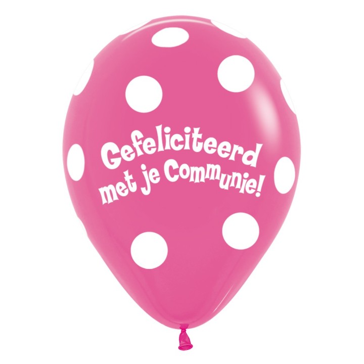 Communie ballonnen roze dots versiering