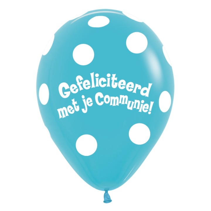 Communie ballonnen blauw dots versiering