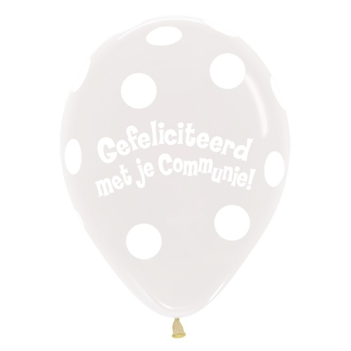 Communie ballonnen transparant wit dots versiering