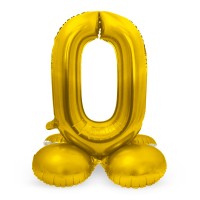 Folieballon met basis cijfer 0 goud 72cm