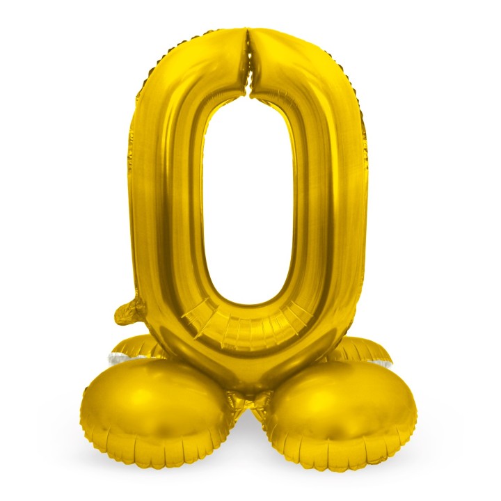 grote cijfer ballon 0 met basis goud folieballon