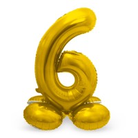 grote cijfer ballon 6 met basis goud folieballon