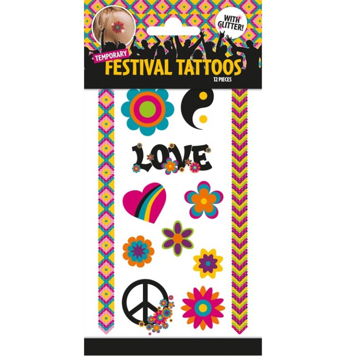 Plaktattoo festival hippie peace tijdelijke tattoos