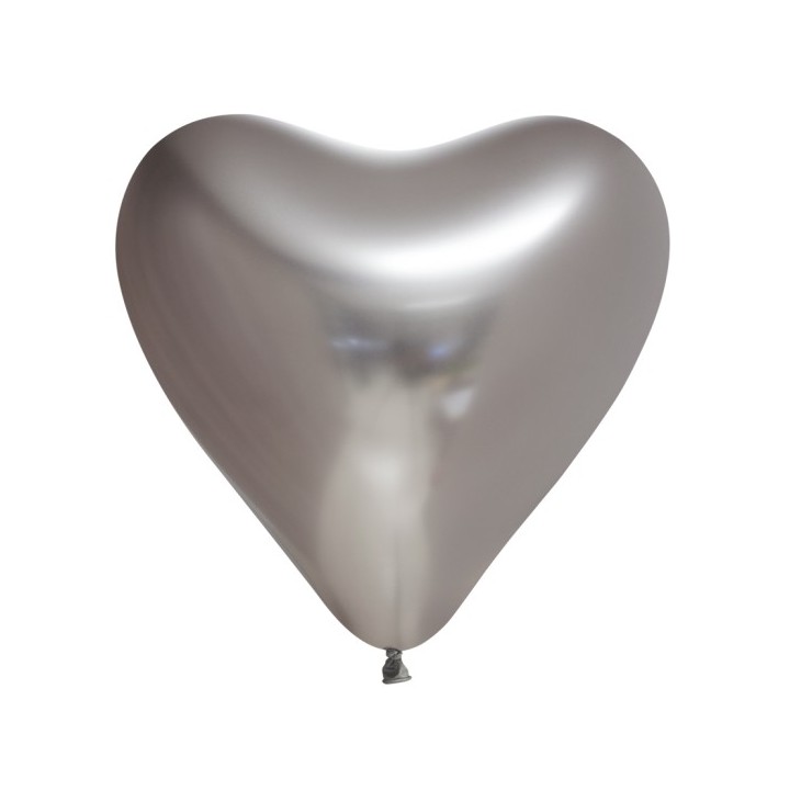 hart ballonnen zilver chroom hartvorm