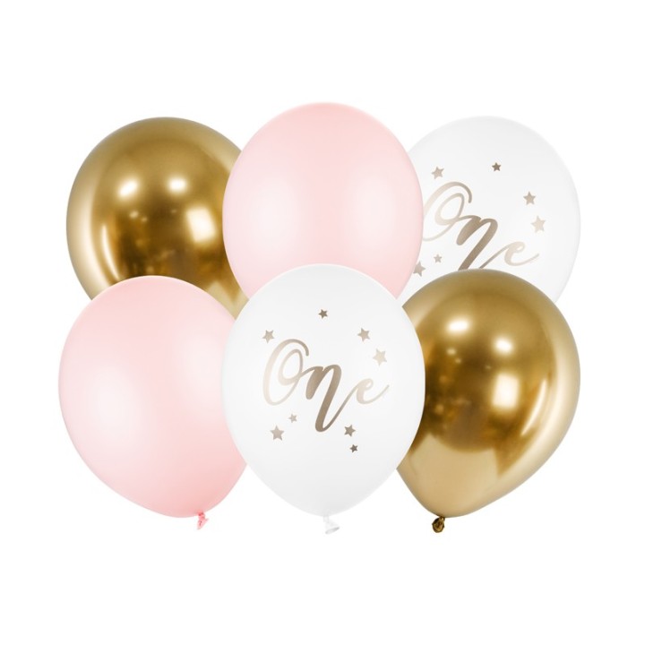 eerste verjaardag ballonnen one pastel roze