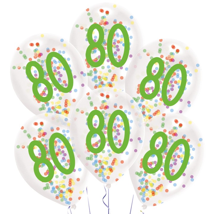 Confetti ballonnen verjaardag 80 jaar versiering