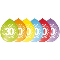 Verjaardag Ballonnen 30 jaar rainbow 30cm 8st