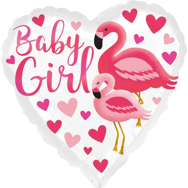 Folieballon geboorte meisje baby girl flamingo