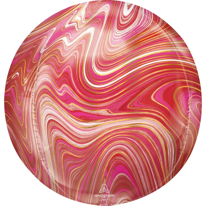 Folieballon bedrukt orbz marmer rood roze rond