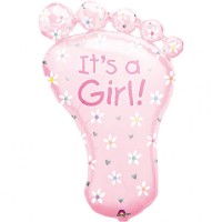 Folieballon geboorte meisje baby roze