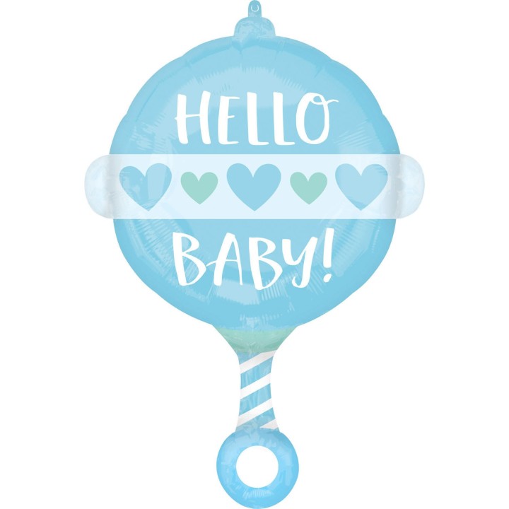 Folieballon geboorte jongen hello baby blauw