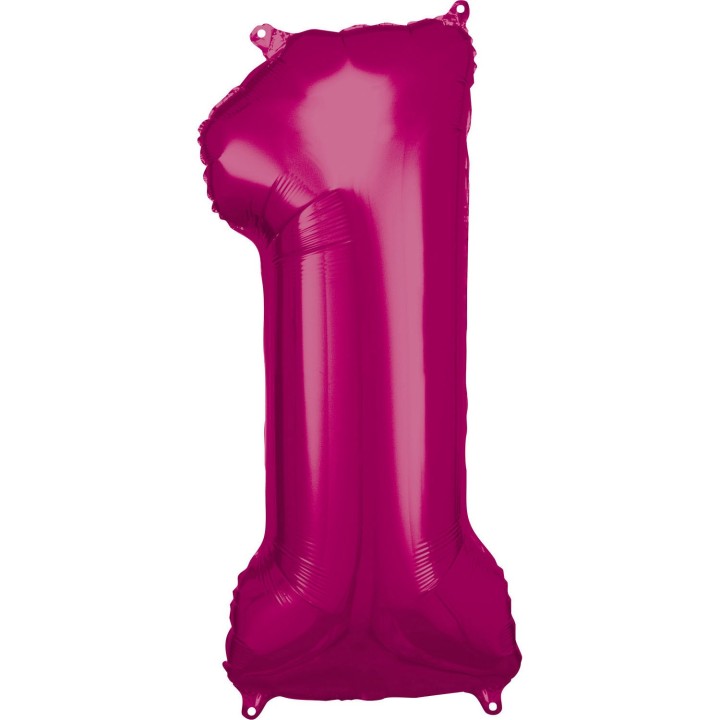 Foilieballon cijfer 1 ballon roze