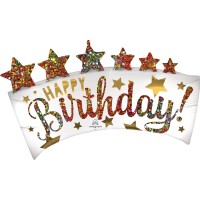 Folieballon verjaardag happy birthday glitter banner