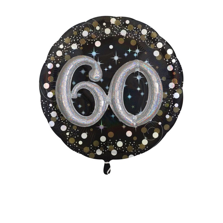 Folieballon multiballoon 3D sparkling 60 jaar