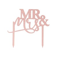 acryl taarttopper rosegoud mr en mrs huwelijk