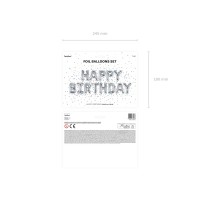 Happy Birthday letter ballonnen zilveren versiering