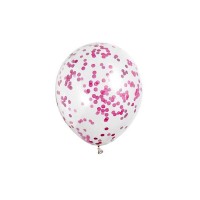 Ballon confetti metallic roze rond groot