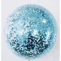 Ballon confetti metallic blauw rond groot