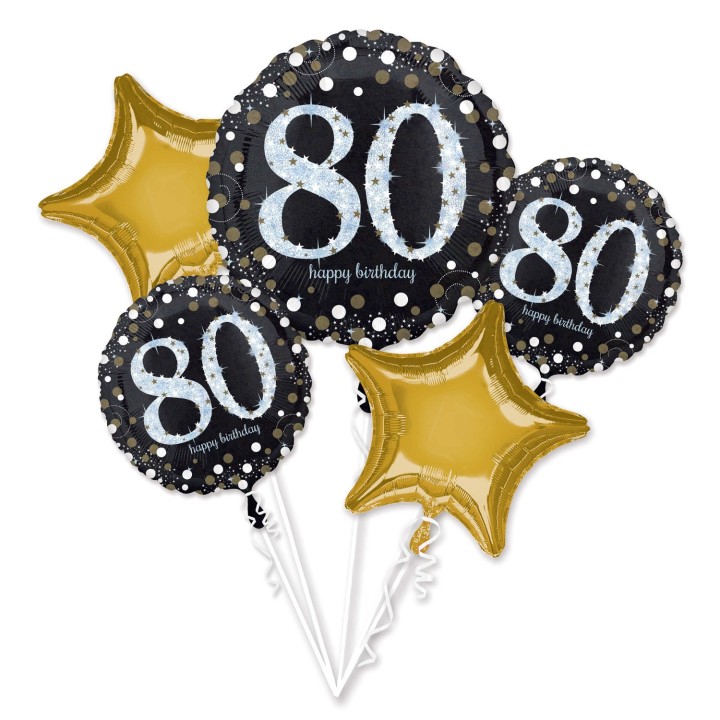 Folieballon boeket verjaardag sparkling 80 jaar