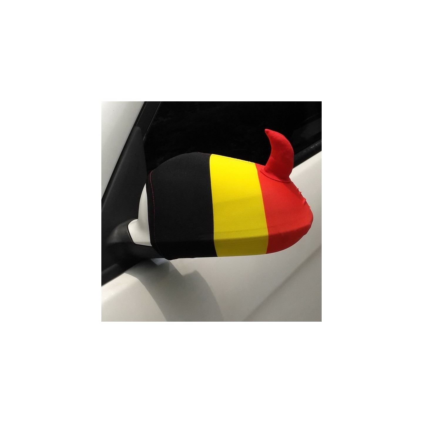 Autospiegel hoesjes Belgische vlag duivel hoorntjes