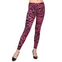 Neon 80's legging fluo roze Zebra dames