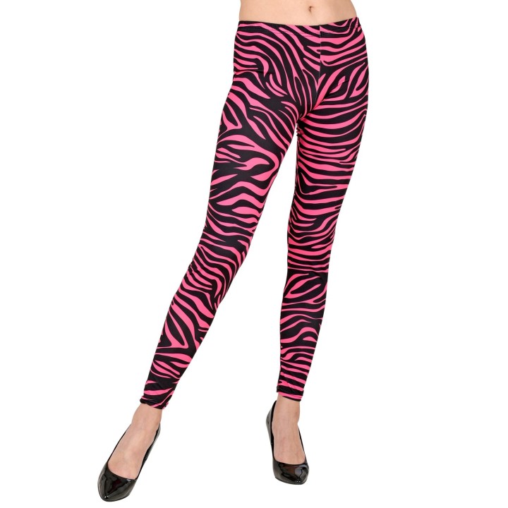 Neon 80's legging roze Zebra dames