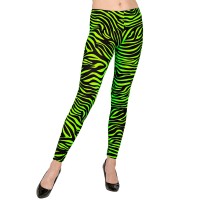 Neon 80's legging fluo groen Zebra dames
