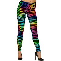 Neon 80's legging regenboog Zebra dames