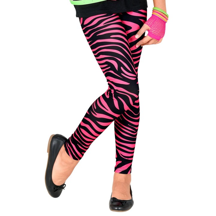 Neon 80's legging roze Zebra kind