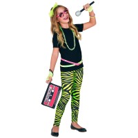 Neon 80's legging groen Zebra kind
