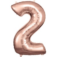 Cijfer ballon folie rose goud 83 cm cijfer 2