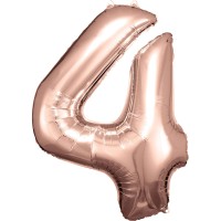 Cijfer ballon folie rose goud 83 cm cijfer 4