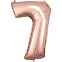 Cijfer ballon folie rose goud 83 cm cijfer 7