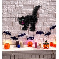 Halloween muurdecoratie zwarte kat versiering