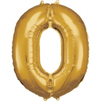 Cijfer ballon folie goud XL 86 cm cijfer 0