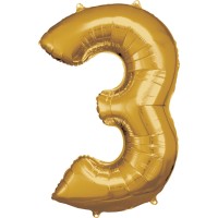 Cijfer ballon folie goud XL 86 cm cijfer 3