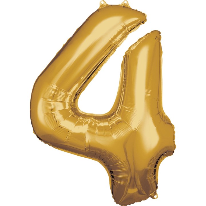 grote Cijfer ballon 4 goud folieballon