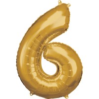 Cijfer ballon folie goud XL 86 cm cijfer 6