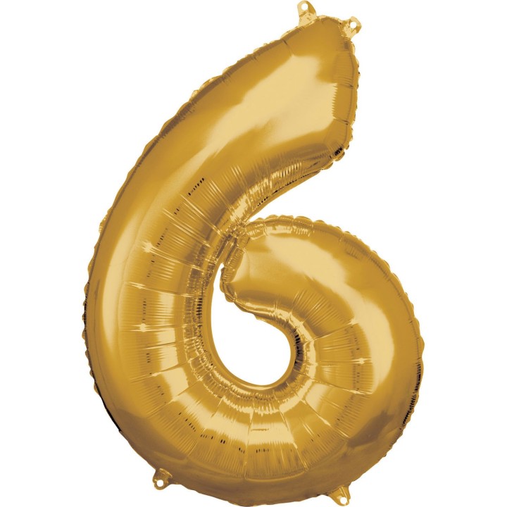 grote Cijfer ballon 6 goud folieballon