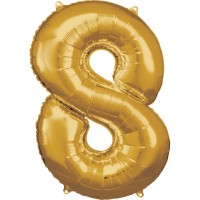 Cijfer ballon folie goud XL 86 cm cijfer 8