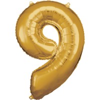 Cijfer ballon folie goud XL 86 cm cijfer 9