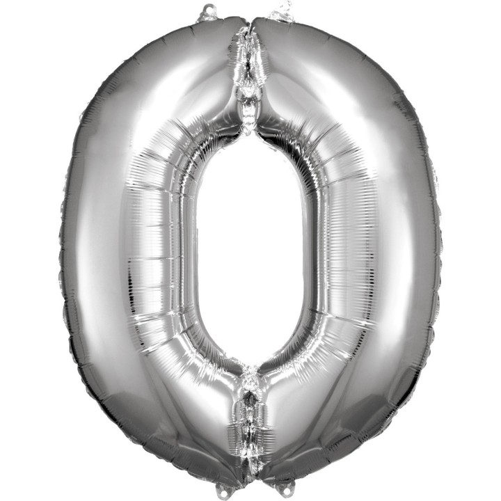 grote cijfer ballon zilver 0 folieballon